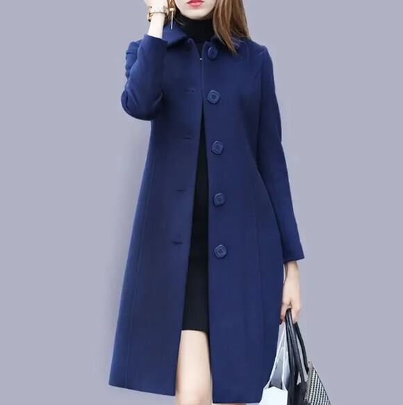 Fashion Jackets & Blazers - Blue Turn Down Collar Single Breasted Overcoat, Sz XXL -- NWT